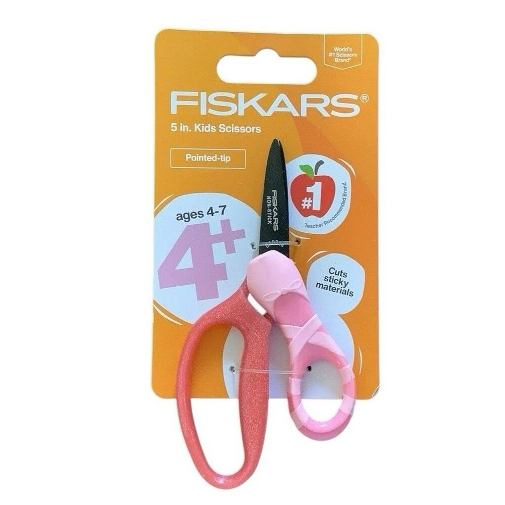 Fiskars 5 In Kids Scissors Pointed Tip Dance Pink Sparkle Ballerina Ages 4-7